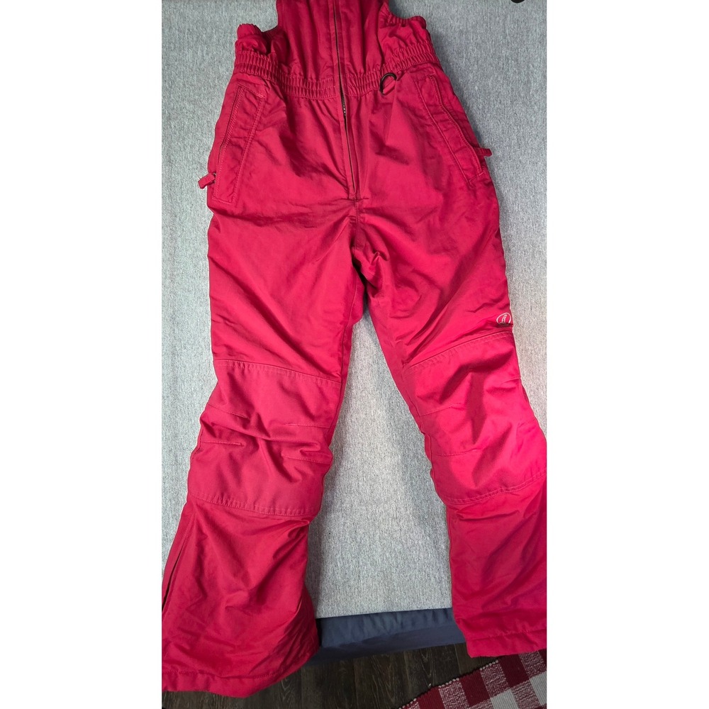Lands End Squall Kids Pink Insulated Snow Bibs Grow-A-Longs Size 8S Overalls